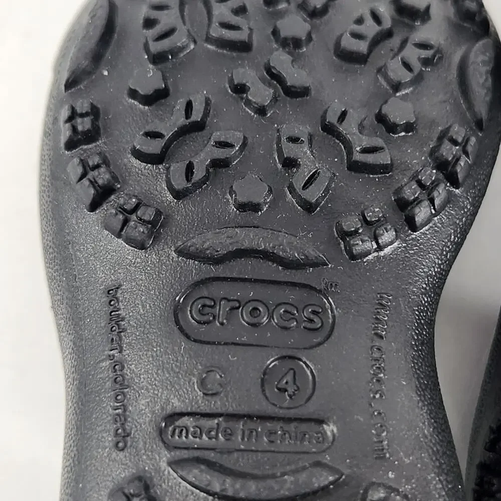 Crocs Baby Girl Size 4 Black Mary Jane Ballet Shoes